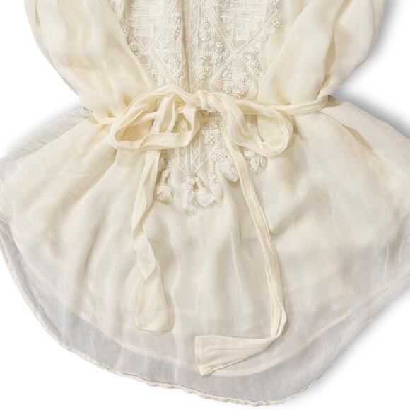 Andree DeLair‎ Anthropologie Embroidered Tunic Tassel Ethereal Boho Halter Top L - Picture 4 of 9